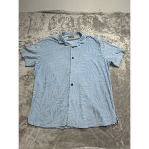 WP Weatherproof Men's Terry Shirt Size 2XL XXL Blue Short Sleeve Button Up EUC